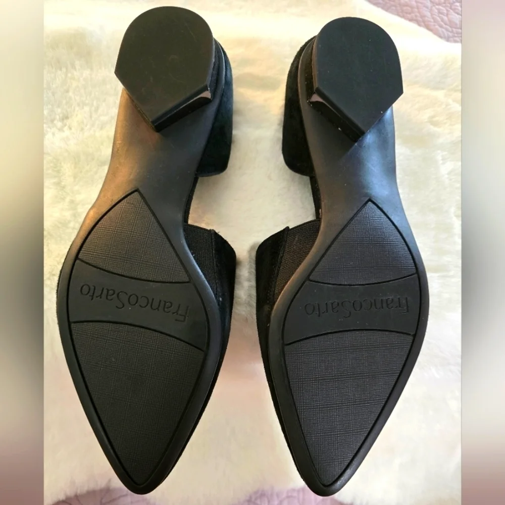 Franco Sarto Black Flats Sleek Suede Loafers